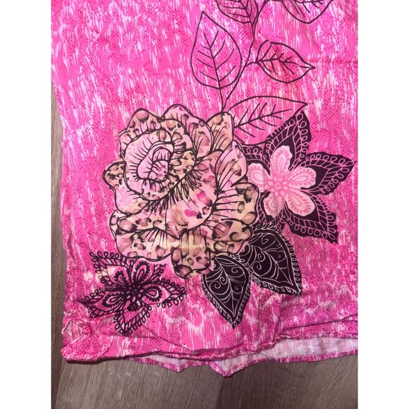Pink Peaches Uniforms Floral Short Sleeve Blouse S - Picture 3 of 5